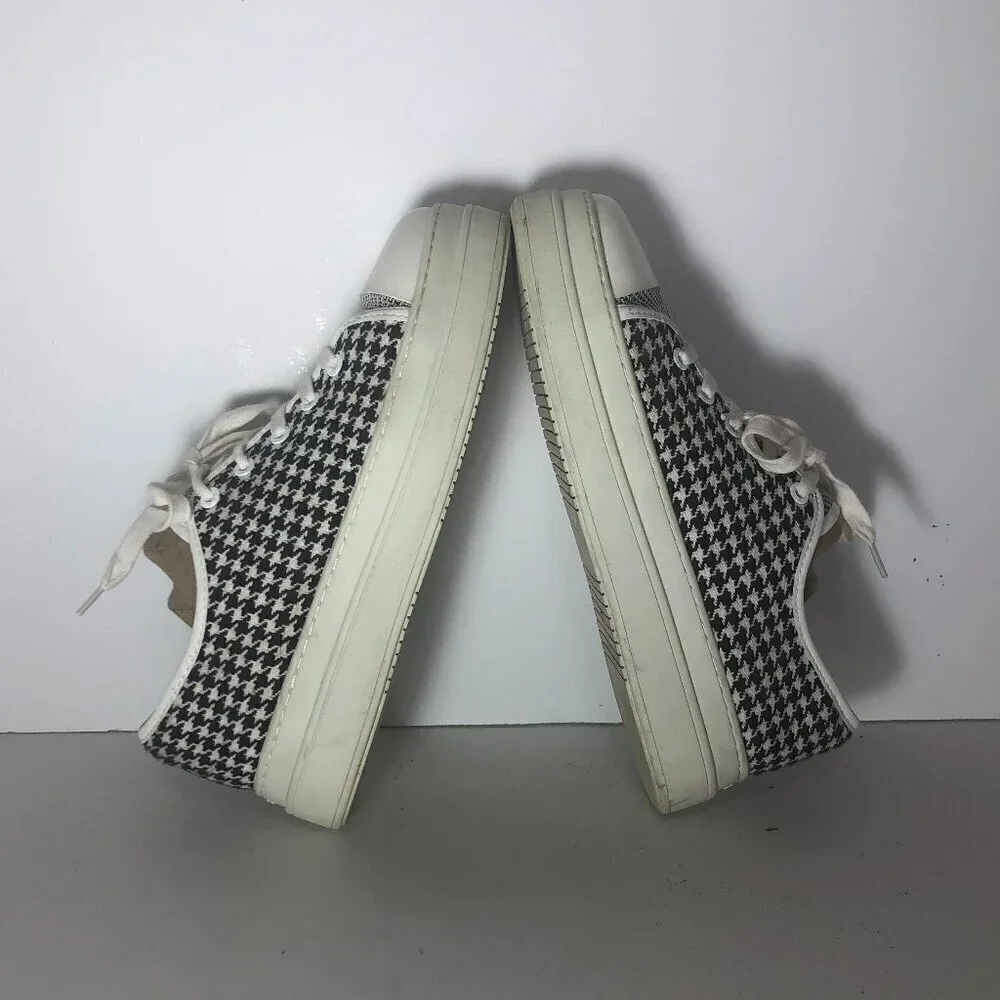 J/SLIDES NYC Nate Sneakers Women's Size 8.5 Black Houndstooth Platform Shoes